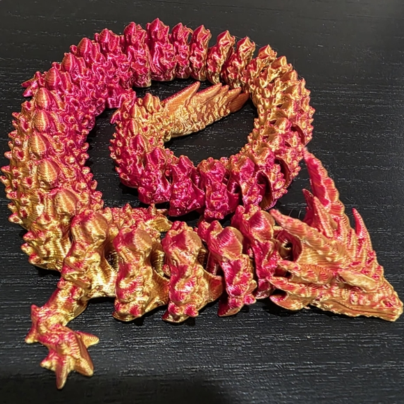 Gold and Pink articulated Dragon - Picture 1 of 11
